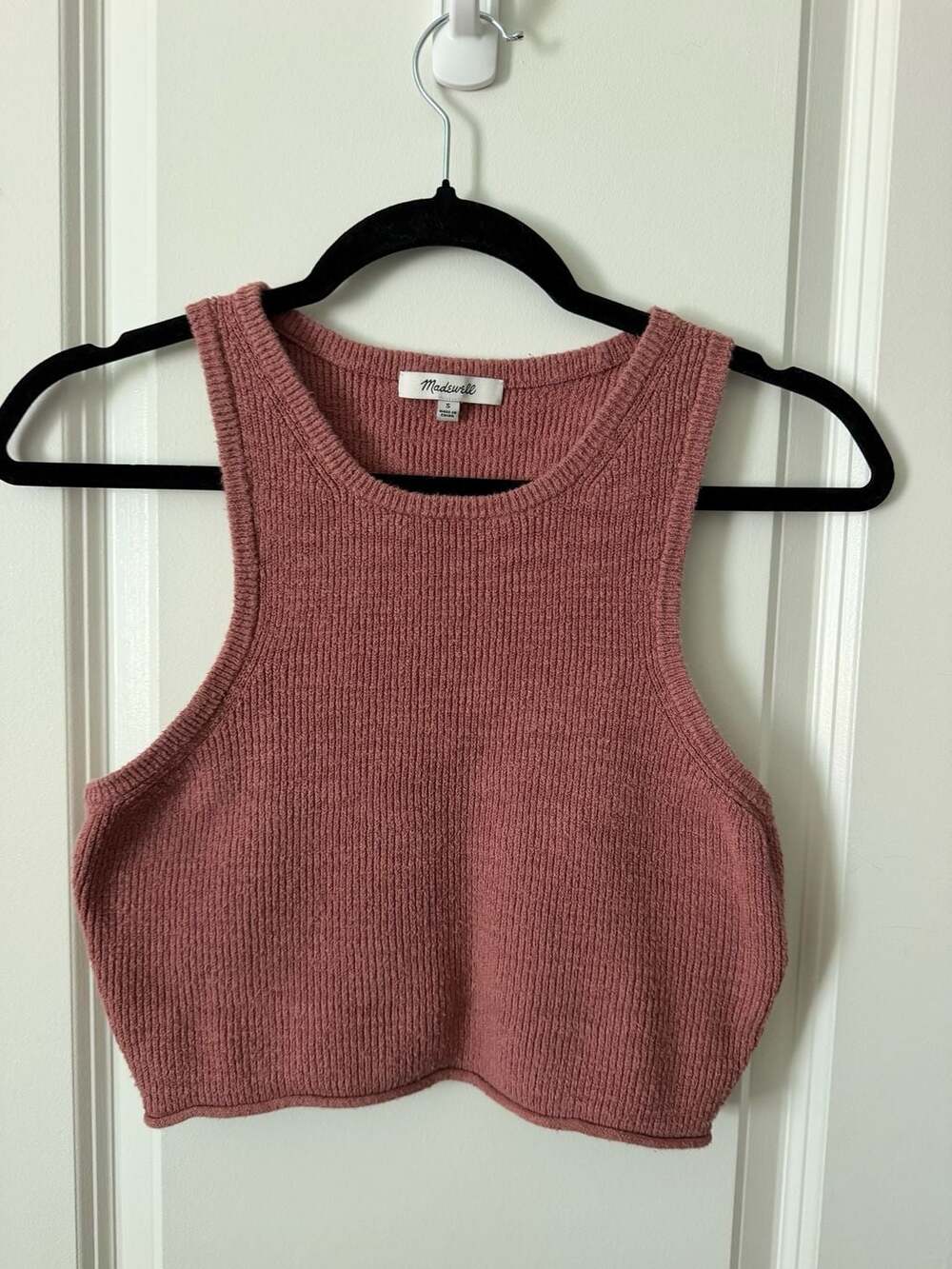 Madewell Knit Crop Tank Size S Pink Ribbed Top